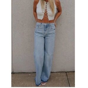 NEW! Revolve BlankNYC Ribcage Wide Leg Franklin Light Wash Denim Jeans Size 26